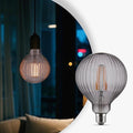 Vintage Edison LED Bulbs, Dimmable 4W Globe G125, 2200K Warm White Ambient Mood Lighting for Decoration, Squirrel Cage Filament, Smoke Striation Figure Glass LED Light Bulbs, E26 Base
