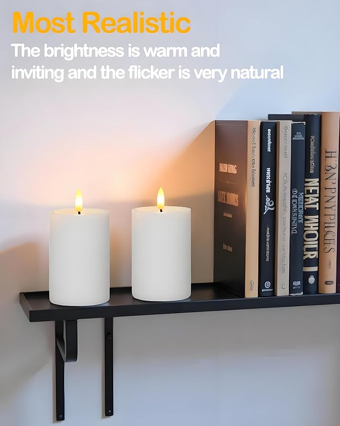 3"x4" Outdoor Waterproof Flameless Candles with Remote and Timers, LED Candles, Battery Operated Candles, Electric Fake Pillar Candles for Patio, Porch, and Lanterns Decor (White, Plastic)
