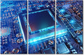 Canvas Wall Art Computer Processors CPU Wall Art for Living Room 3 Piece Modern GPU Card with Circuit and Colorful Lights Wall Decor Living Room Print on Canvas Framed Ready to Hang (60"Wx40"H)