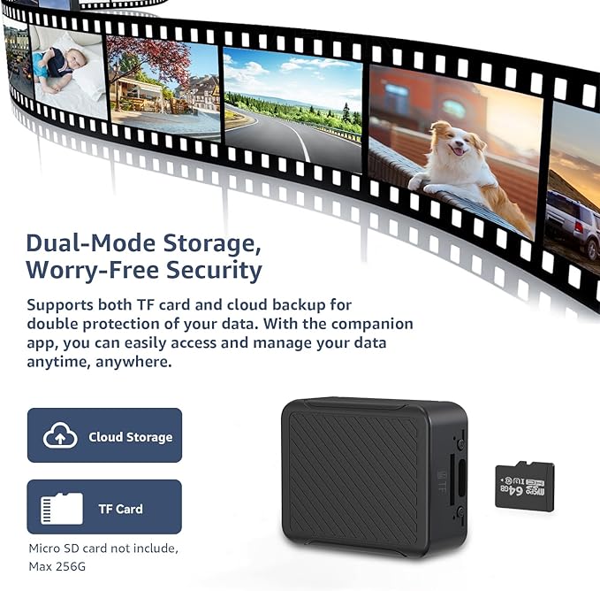 Hidden Camera 4K Spy Camera with Night Vision, Motion Detection Alerts, 4H Battery Life, Phone App Control, SD/Cloud Storage, Indoor Mini Security Camera for Home, Office, Baby Monitor
