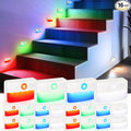 16 Pack Motion Sensor Stair Lights for Indoor, Wireless RGB Battery Operated Night Light, Led Stick On Hallway Closet Under Cabinet Stairway Automatic Lamp for Bedroom Kitchen Bathroom