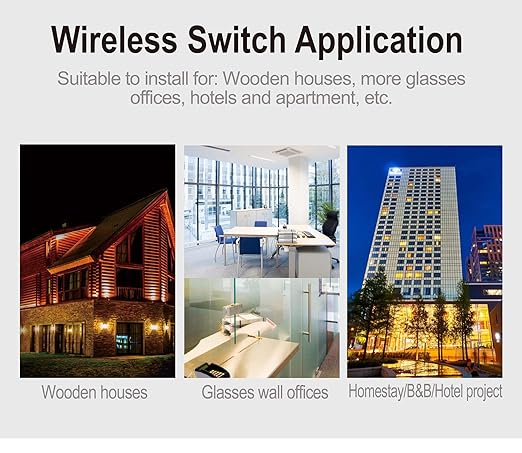 Thinkbee 3 Way Wireless Switch and Receiver Kit, Dual Remote Control, No Wiring, No WiFi Needed, Waterproof Wireless Panel Switches for House Lamp Led (2 Switches and 1 Receiver Included)