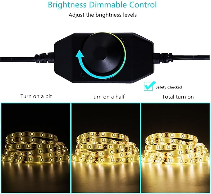 16.4ft Warm Led Strip Lights, 12V Indoor Led Strip Lights Flexible Light Strip Indoor in Cuttable Dimmable for Bedroom, Cabinet Kitchen, TV, Hallway, Bathroom