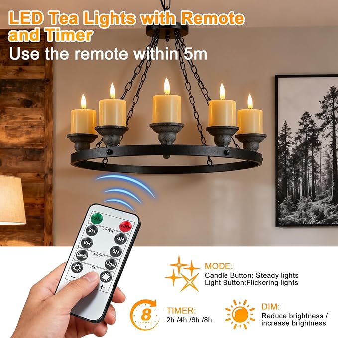 SUPERSUN Rechargeable Flameless Candles with Remote Timer & Magnetic Charging Base, 12 Pack LED Tea Lights Candles Battery Operated,Small Votive Candles for Christmas, Halloween, Wedding, Home Decor