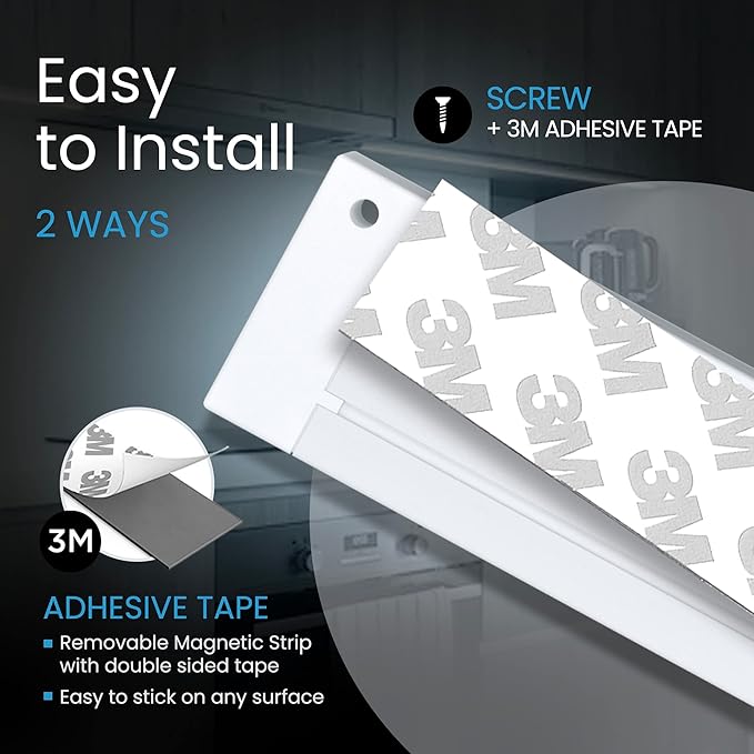 EShine 3 Pack 7 inch White Smart Dimmable LED Under Cabinet Lighting Kit Compatible with Alexa, Google - Cool White (6000K)