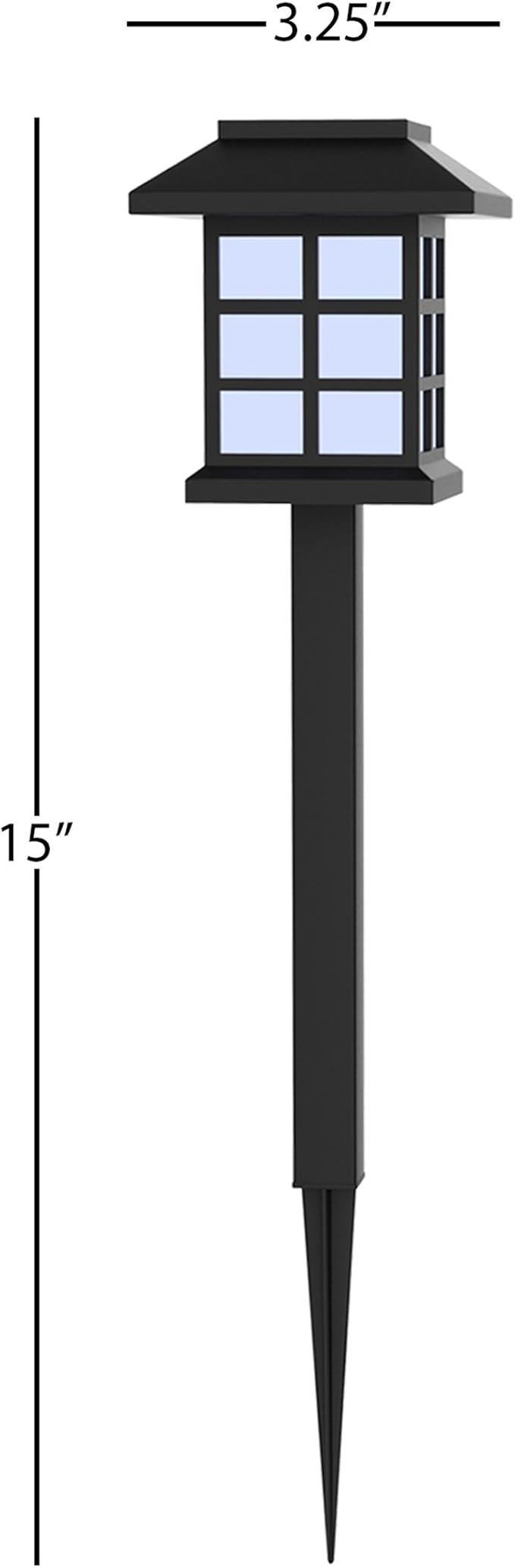 Pure Garden Solar Powered Lights (Set of 6)- LED Outdoor Stake Spotlight Fixture for Gardens, Pathways, and Patios, Black, 15” (H) x 3.25” (L) x 3.25” (W) (Pack of 2)