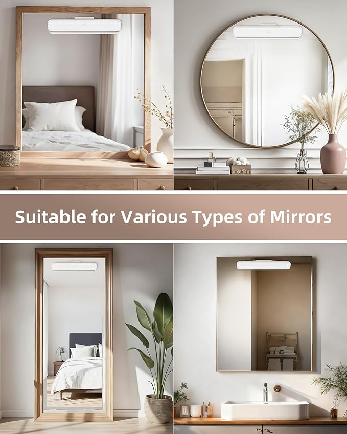 EZVALO 2 Pack Wireless Makeup Light, Rechargeable Vanity Lights for Mirror with 3 Color Modes, Stepless Dimming, Touch Control & Adjustable Angle, Cordless Bathroom Mirror Light, Gift for Women