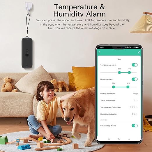 WiFi Thermometer Hygrometer: Smart Temperature Humidity Sensor with App Notification Alert, Data Storage Export, Calibrated Indoor Temperature Monitor, for Room Greenhouse Wine Cellar (1-Pack Black)