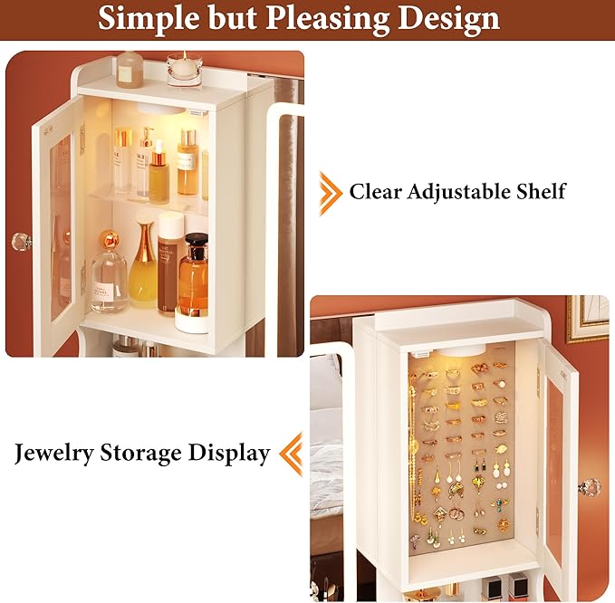 Vanity Desk with LED Mirror & RGB Lights, Large Makeup Vanity with 7 Drawers & 2 RGB Cabinets, White Vanity Table with Power Outlet, 3 Colors Lighting Adjustable Brightness for Bedroom, White