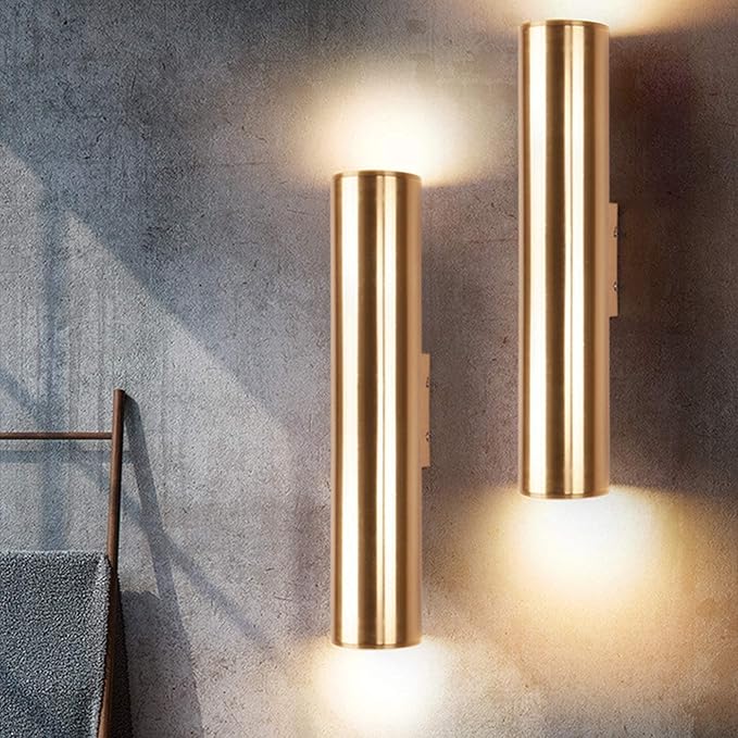 Indoor Led Creative Loft Warm Light Modern Corridor Living Room Bedside Lamp Decoration Alumiwall Lighting,Golden,10X50Cm(7W) (Golden 10X30Cm(7W))