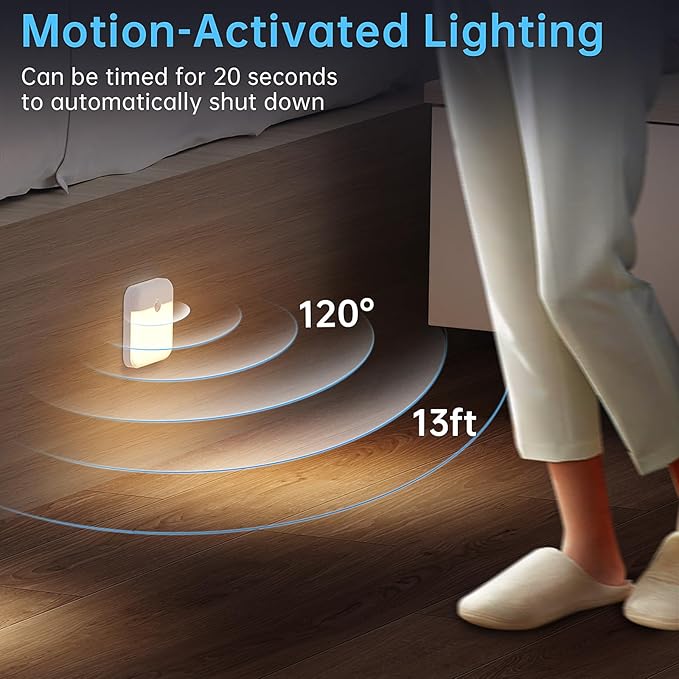 Night Light for Kids,LED Rechargeable,Cabinet Lights Closet Lights,Indoor Motion Sensor Night Lights,Magnetic Hallway Light for Baby Bedroom Kitchen Stairs 6 Pack (Warm and White Light)