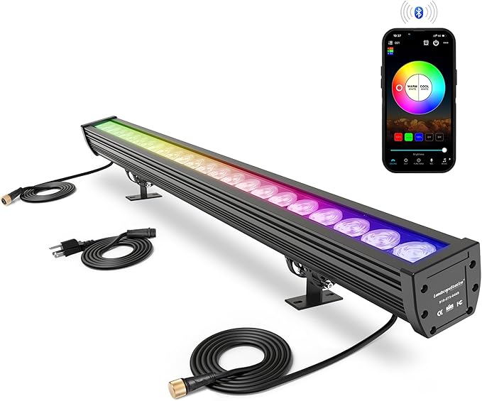 Smart Linkable LED Wall Washer Light, 168W RGB+CW Color Changing Smart Bar Lights with Group and Individual Control, Timing Functions, Perfect for Outdoor & Indoor Lighting Projects, ETL Listed
