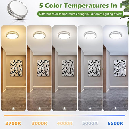 1-Pack 36W LED Ceiling Light Fixture (450W Equiv), 12IN Modern Flush Mount Ceiling Lights, Dimmable Ceiling Lamps Super Bright 3200LM, 2700K/3000K/4000K/5000K/6500K Adjustable for Bedroom Kitchen