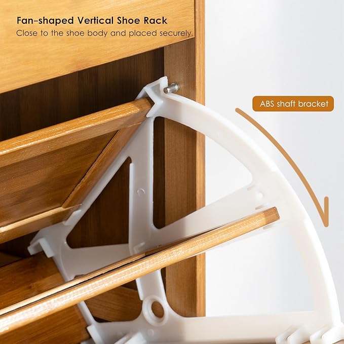 Modern Natural Rattan Coat Rack with 3 Flip Drawers Free Standing 3Tier Shoe Storage Rack for Heels and Slippers Entrance Hallway Entryway Organizer(70x17x186cm)