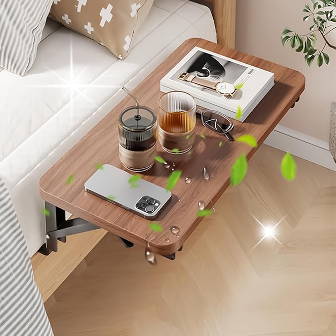 Bedside Shelf Table - Foldable Nightstand Organizer Desk, Floating Bedside Storage Platforms, Space Saving Room Accent | Convenient Bed Accessory for Home Bedroom Hotel Apartment Rental College