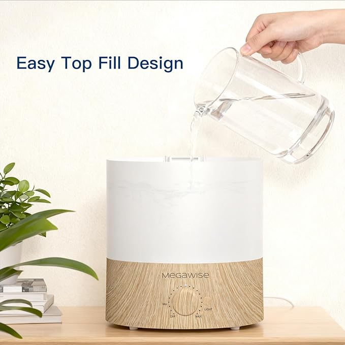 MEGAWISE 2 Pack1.5L Cool Mist Humidifier 2-Pack with 7 Color LED Lights, Adjustable Mist, Quiet Ultrasonic Humidifiers for Bedroom & Home