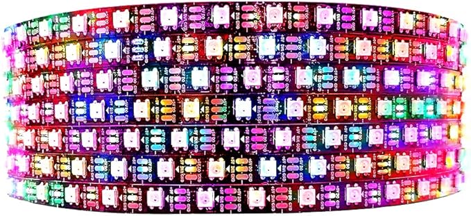 WS2812B RGB LED Strip Individual Addressable Light 16.4FT 60Pixels/m 300Pixels Dream Color SMD 5050 LED Pixel RGB Strip Non-Waterproof DC5V (Black PCB)