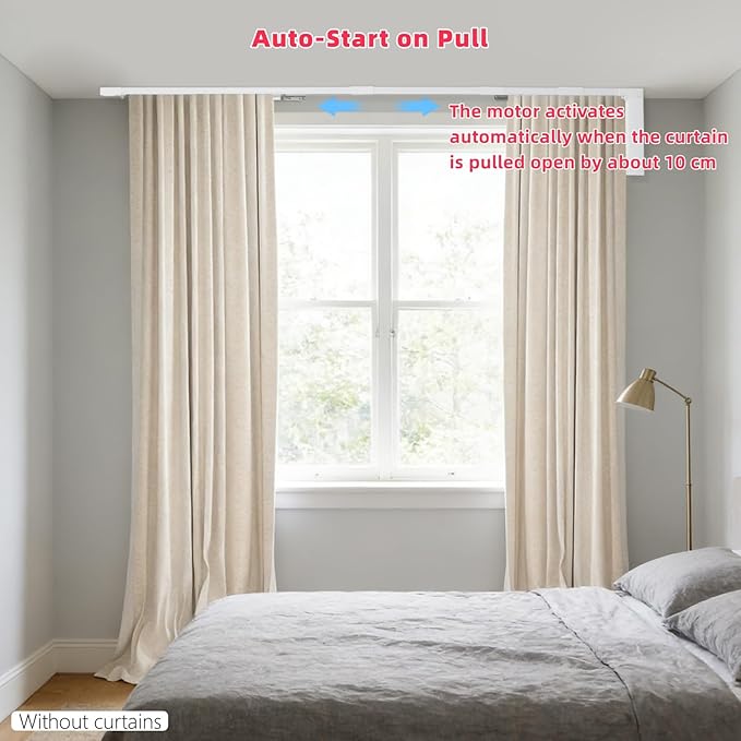 Electric Curtain Track, Retractable Motorized Curtains Rod From 7-17ft, Automatic Curtain Opener with Smart/Manual Control, Smart Curtains System for I-Rrail and U-Rail (For 7-17ft)