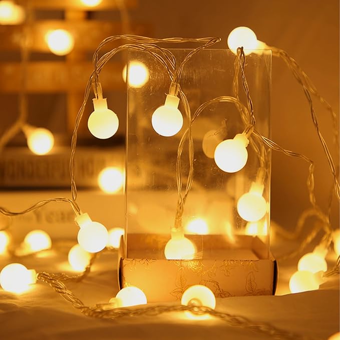 USB & Battery Operated Globe String Lights, 19.6 ft 40 LED Lighted Fairy Aesthetic Frosted Ball Bubble Light for Apartment Balcony Bedroom Dorm Classroom Indoor Outdoor Decir, Warm White