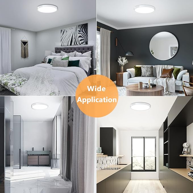 LED Ceiling Light Fixture Flush Mount, 9inch Modern LED Ceiling Light, 18W 5000K, Low Profile Slim Flat Surface Mount Ceiling Lights for Bedroom Kitchen Hallway Laundry Stairwell Basement Closet White