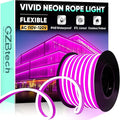 GZBtech Flexible LED Neon Rope Lights 66FT,AC 110-120V Waterproof Strip Light, 120 LEDs/M Cuttable Connectable Neon Lighting for Indoor Outdoor Home Decor/Commercial Building Use-Pink 20M