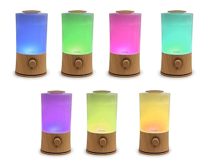 BlueHills Premium 2000 Ml Set of 2 Large Essential Oils Diffusers for Large Rooms Big Capacity Models Adjustable Cool Mist Great Gift – Value Pack of 2 Wood Grain and Dark Wood Grain