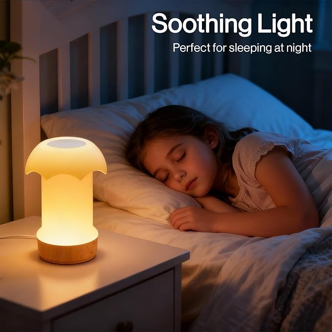 Night Light, Dimmable Touch Lamp for Bedroom - Portable Table Bedside Lamp with 4 Brightness Levels & 13 RGB Colors, Night Lights for Baby Nursery and Bathroom (Umbrella-Shaped)