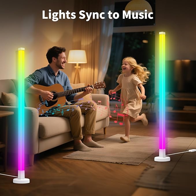 Corner Floor Lamp 2 Pack, Smart RGB Corner Lamp with App and Remote Control, Music Sync Standing Lamp with 16 Million DIY Colors, Modern Ambient Light for Bedroom, Living Room, Gaming Rooms