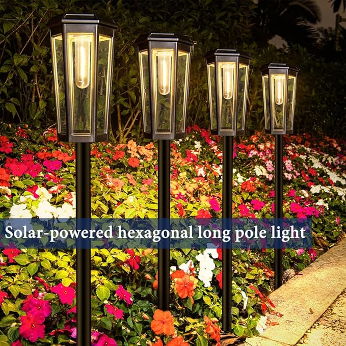 2 Pack Solar Pathway Lights, Outdoor Waterproof (IP65) with 2-in-1 Lighting Modes, Warm White LED for Yard, Lawn, Garden, Patio & Landscape