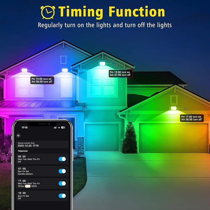 T-SUN RGB Flood Lights Outdoor, 1000W Equivalent Color Changing Landscape LED Light with APP & WiFi & Remote Control, Waterproof Floodlight with 16 Million Colors, Timing, Music Sync (100W-4Pack)