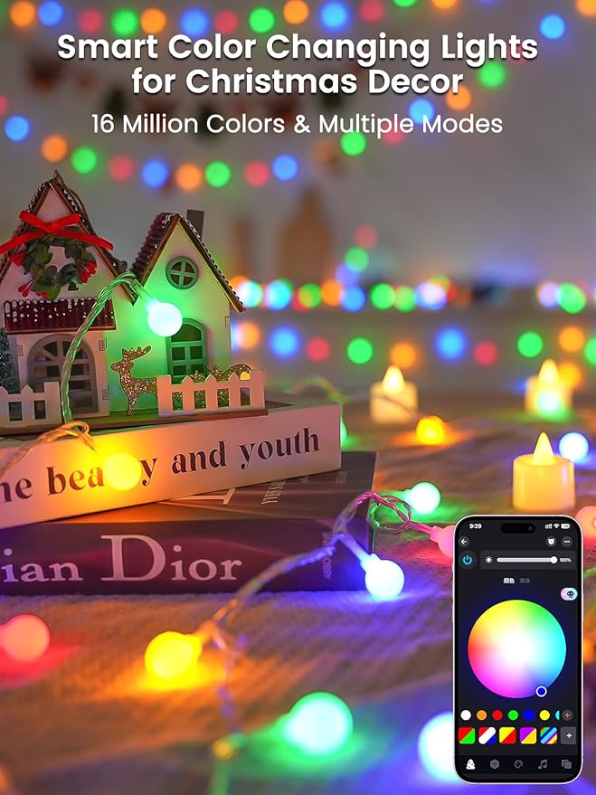 2026 46ft Smart Color Changing Red White and Blue String Lights Outdoor Indoor | 100LED 4th of July Decorations App Control with Remote, Globe Patriotic Light Plug in for Independence Day Memorial Day