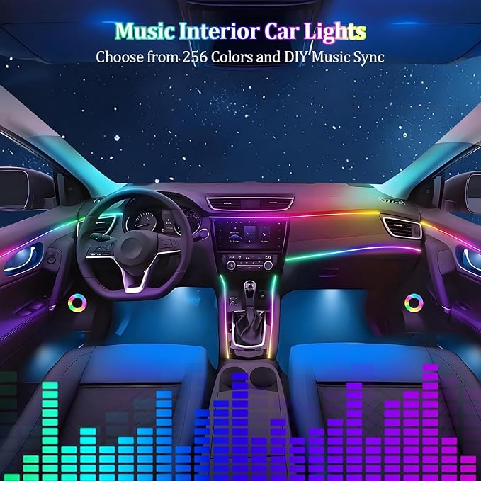 Interior Car LED Strip Lights, Acrylic LED Lights RGB Dreamcolor 8 in 1 with 235 inches 800 LEDs Fiber Optic Ambient Lighting Kits,APP and Remote Control 16 Million Colors Car Neon Lights
