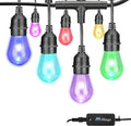 iMagic Outdoor String Lights, 49 Ft Smart RGB Patio Lights, 15 LED Bulbs Multi Color String Lights, for Alexa/Google Assistant, App Control, 2.4 GHz Only, IP65 Waterproof, Meet to U.S. Standards