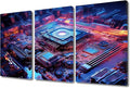 Circuit Board Pictures Canvas Wall Art Advanced Electronic Circuit Network Pictures Contemporary Wall Art 3 Pieces Chip Posters & Prints Framed Ready to Hang for Living Room Office (36"Wx24"H)