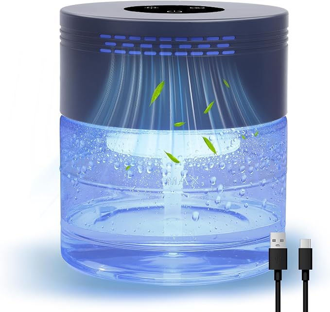 Water Air Purifiers for Home, Water Based Air Purifiers, Quiet 3-Speed Air Washer Aroma Diffuser, 8-Color Light Air Revitalizer, 24H Auto Shut-off Humidifier for Bedroom, Office, Living room, Pet