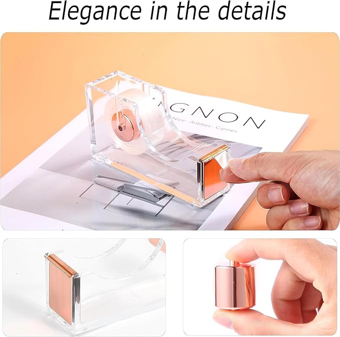 Pink Desk Organizers and Accessories Set with 360-Degree Rotating Pen Holder, Acrylic Stapler, Tape Holder, Staple Remover, Binder/Paper Clips Kit, Scissor and 1 Box of Staples