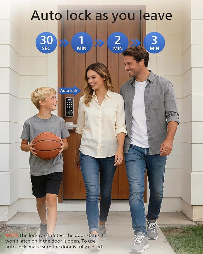 Philips Smart Lock with Handles, Keyless Entry Door Lock Set, Keypad Door Lock with 2 Level Handles, Digital Keypad Deadbolt for Front Door, App Fingerprint PIN Code Unlocking, Auto Locking