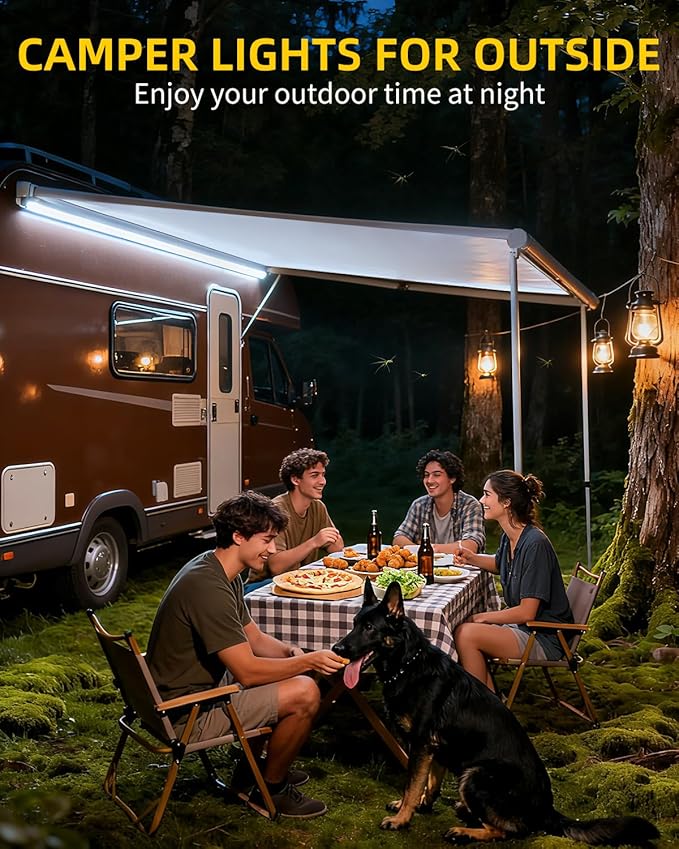 RV Awning Lights, 12V 20FT LED Camper Awning Lights for Outside Camper Motorhome Travel Trailer, Waterproof RV Exterior Canopy Strip Lights, 5000K Underglow