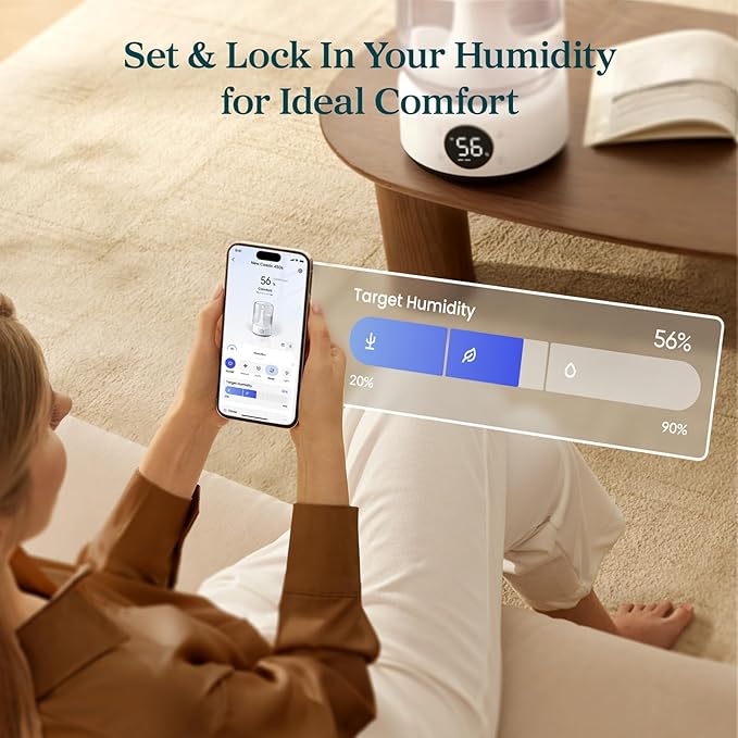 LEVOIT Smart Humidifiers for Bedroom, 4.2L Top Fill for Large Room with 42H Runtime, Dishwasher Safe Easy to Clean, 21dB Cool Mist for Baby, Plants, APP/Voice Control, Scene Mode With Light & Music