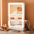 Sweetcrispy 17"x13" LED Vanity Mirror with Lights, Dimmable 3 Color Modes Makeup Mirror with Memory Function, USB Charging, Aluminum Frame, Lighted Mirror for Desk or Bedroom