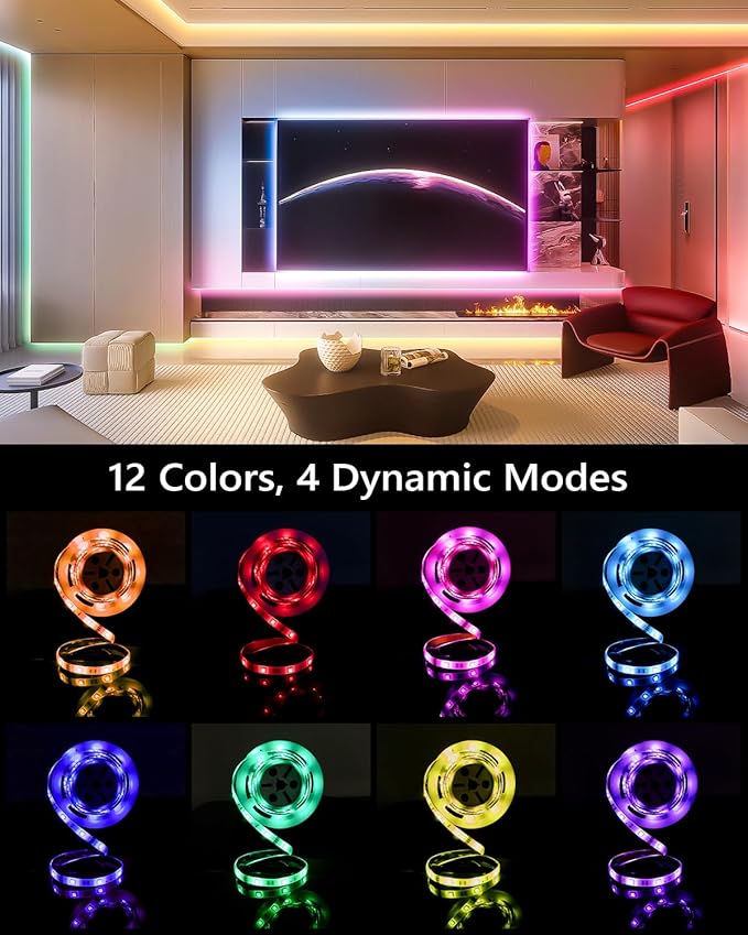 WILLED RGB LED Strip Lights, Under Bed Light Motion Activated Sensor, RF Remote Control with Timer, Color Changing Strip Lighting for Bed, Stairs, Shelf, Desk, Cabinet and Party Decoration