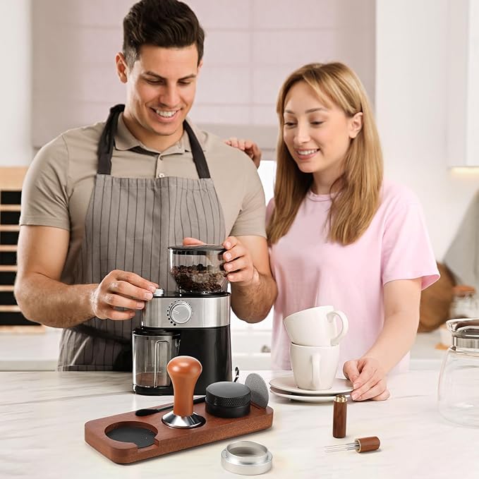 7 Pcs Espresso Accessories Kit, 51 mm Coffee Tamper Set Espresso Machine Accessories Coffee Tamper Wdt Tool Dosing Funnel Puck Screen Brush Tamping Station for 51 mm Barista Tools