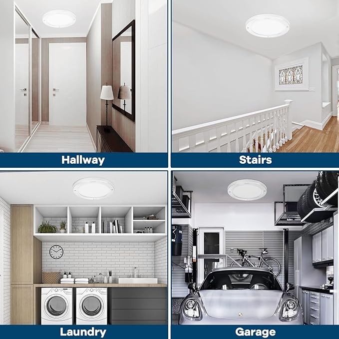 Youtob Motion Sensor LED Ceiling Light 18W, ETL Listed, Flush Mount Round Lighting Fixture for Indoor, Stairs, Closet Rooms, Porches, Basements, Hallways, Pantries, Laundry Rooms(3000k/4000k/6500k)