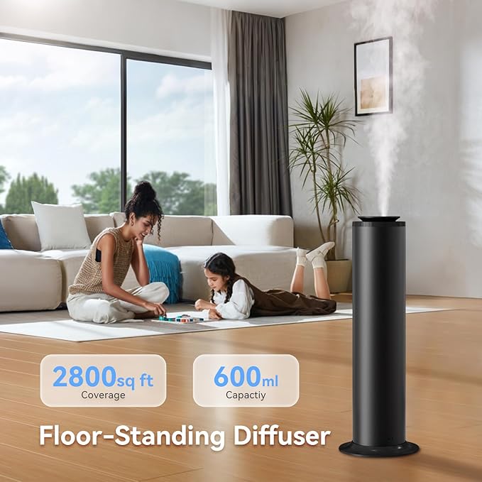 2800 Sq Ft Floor Standing Hotel Collection Diffuser, 600mL Scent Air Machine for Home Waterless Diffuser, Hotel Scent Cold Air Essential Oil Diffuser for Large Room, App & Remote Control