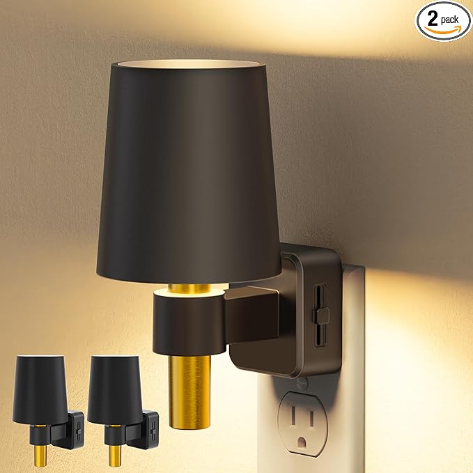 Briignite Night Light, Night Lights Plug into Wall, Dusk to Dawn Sensor, Soft White 3000K, 0-100LM, Plug in NightLight, Vintage Night Light Lamp for Hallway Bedroom Stairway