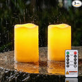 Homemory 3"x5" Flameless Candles, Outdoor Waterproof, Battery Operated LED Pillar Candles with Remote Control and Timer, Plastic, Long Lasting