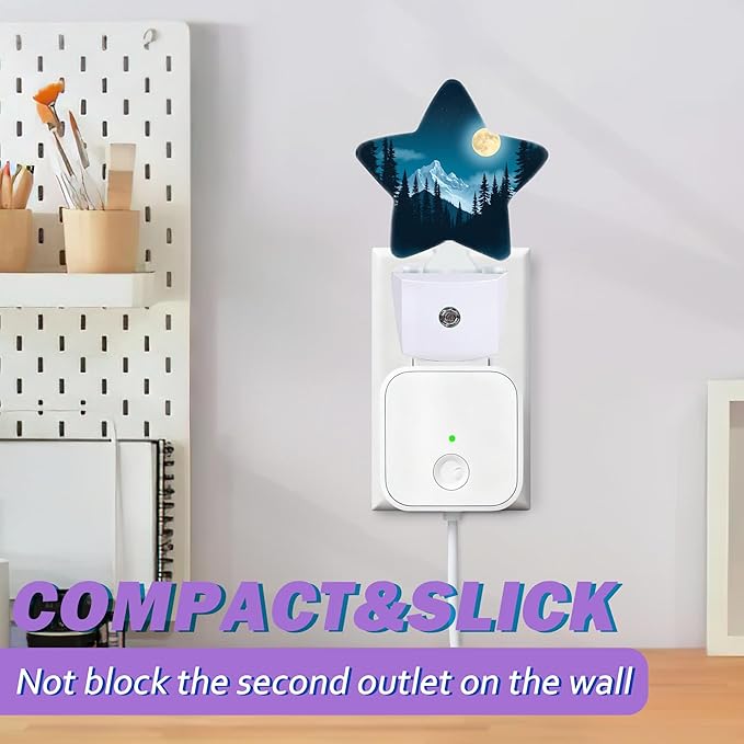 Forest Night Night Light for Kids,Moon Night Lights Plug Into Wall, Lightweight Dusk to Dawn Light Sensor Warm Nightlights for Girls Boys Bedroom Nursery Basement