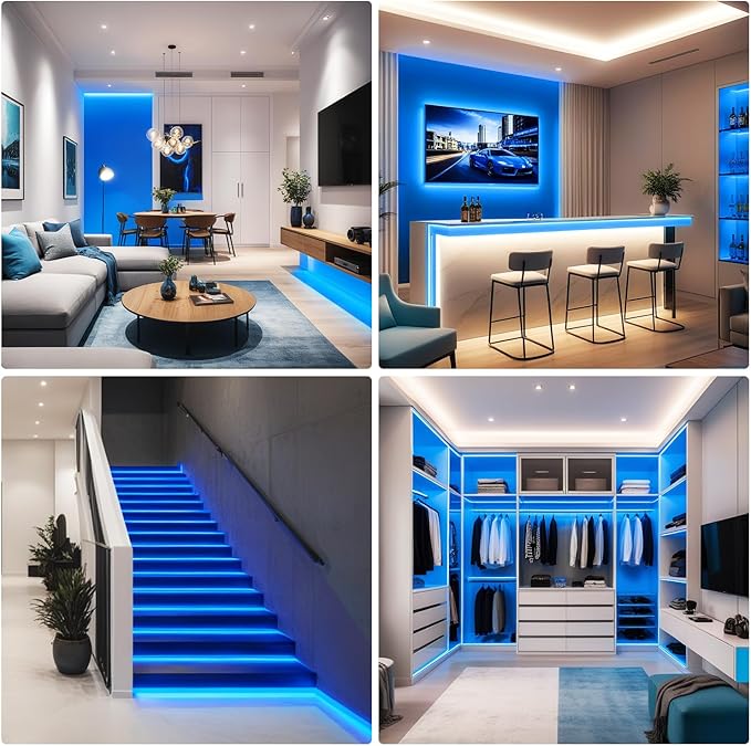 6.56FT/2M Blue COB LED Strip Light, USB Powered Cuttable LED Tape Lights, 640 LEDs High Bright CRI93+ Flexible Dimmable Lights for Bedroom TV Backlight Cabinet Decor