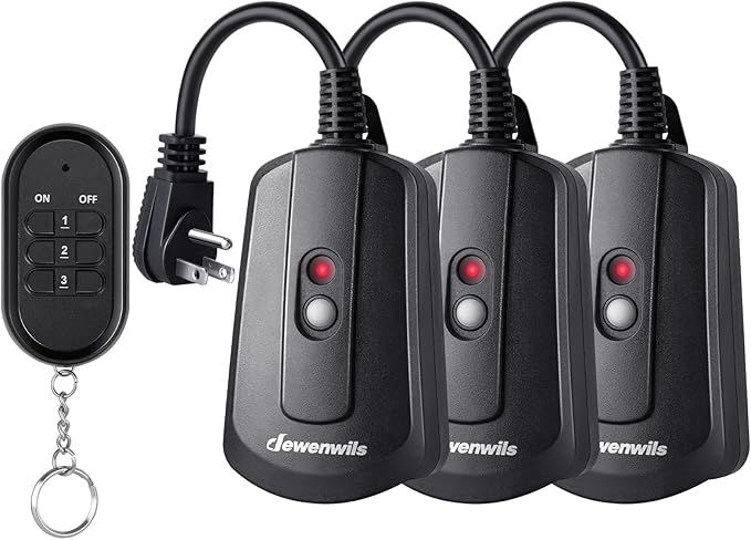 DEWENWILS Outdoor Wireless Remote Control Outlet Kit, Waterproof Electrical Plug for Indoor Outdoor Lights, Separately Controlled 3 Pack Receivers, 100 Feet RF Signal, UL Listed