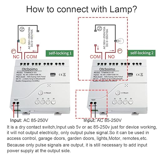Smart WiFi Wireless Relay Switch Module, Tuya 4CH AC 85-250V/ USB 5V Smart Life Remote Control Dry Contact Momentry Switch Compatible with Alexa and Google Home